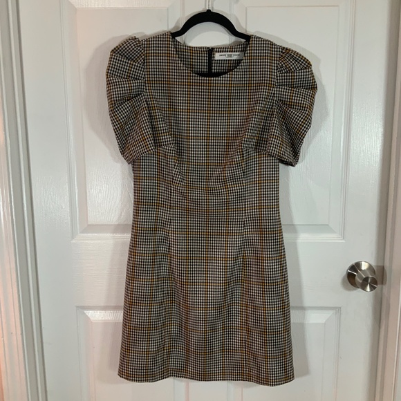 Amanda Uprichard Westwick Plaid Puff Sleeve Mini Dress Size Small - Picture 1 of 9